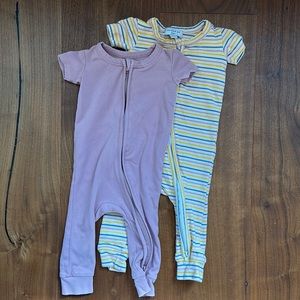 Maisonette Maison Me Baby Girl Zip-Up Onesie, 2-pack 0-3 months striped pink